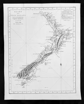 1774 Captain James Cook Antique Map, 1st Printed Chart of New Zealand. Dutch Ed. - Scarce