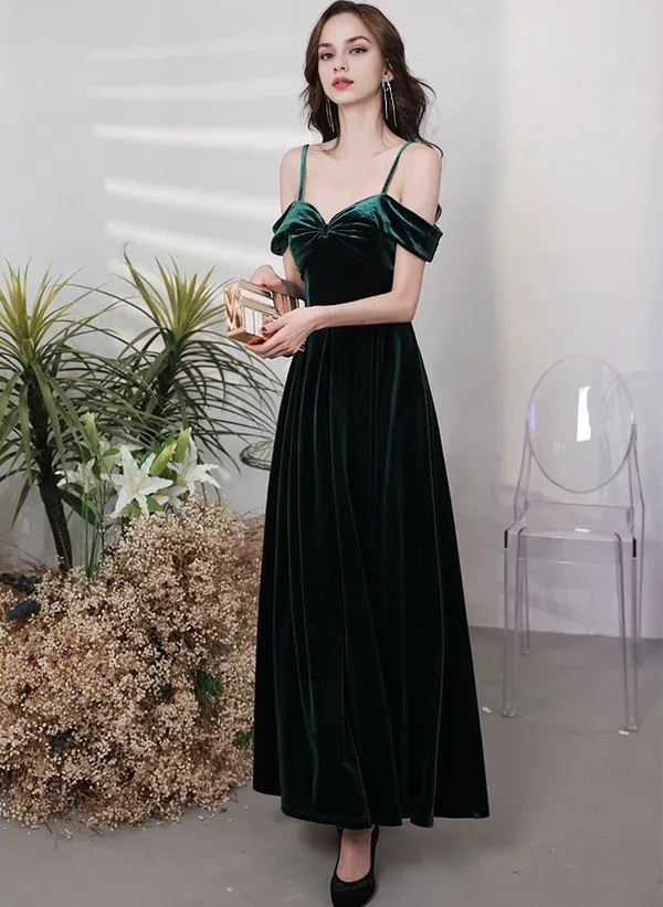 A-Line Velvet Simple Sweetheart Off Shoulder Party Dress Velvet Prom Dress Wedding Guest Party Dresses