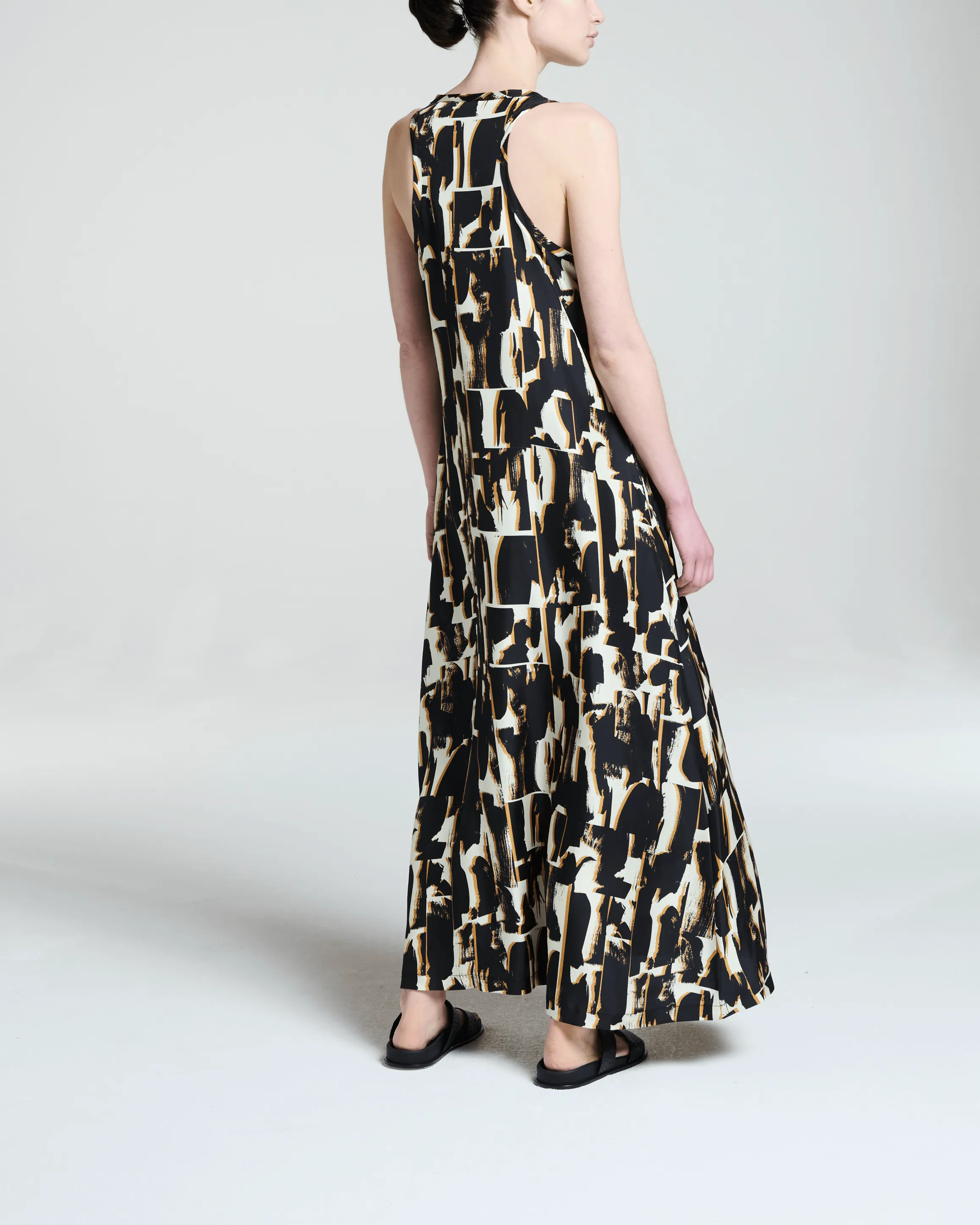 Allie Dress Brush Stroke Noir Silk Twill