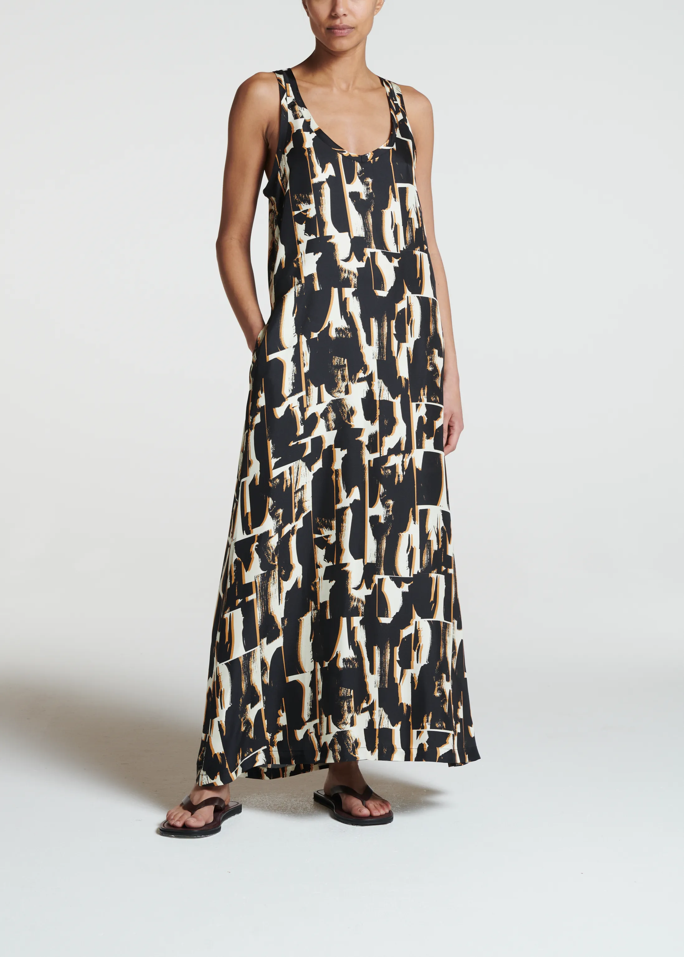 Allie Dress Brush Stroke Noir Silk Twill