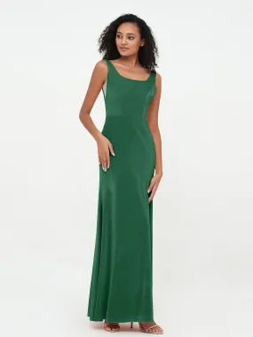 Bateau Neck Mermaid Long Velvet Dresses Dark Green