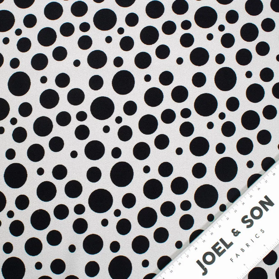 Black Irregular Spotted Grey Stretch Silk Crêpe