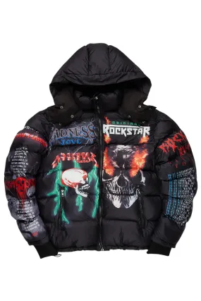 Black Nash Graphic Print Puffer Jacket