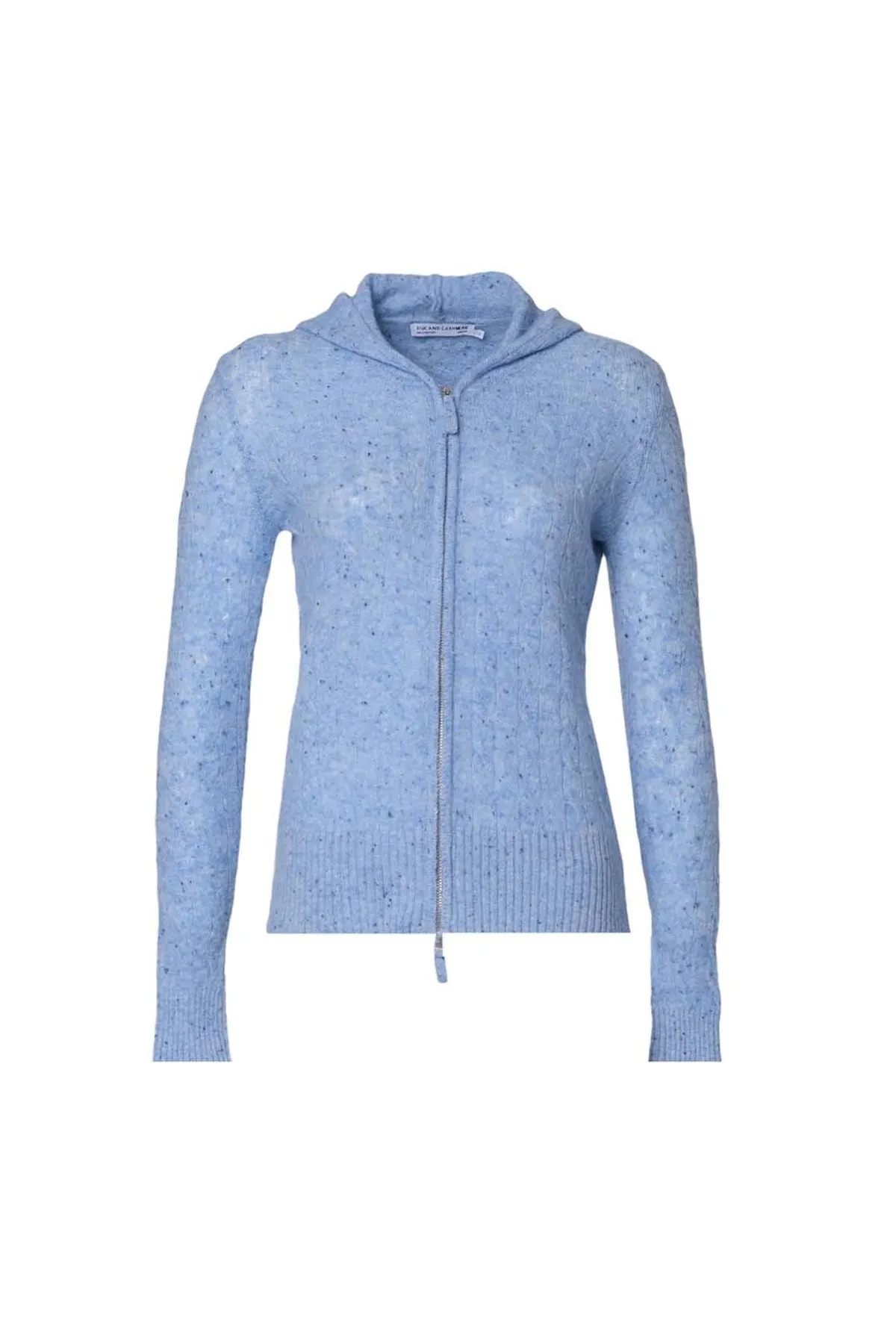 Blue Cashmere and Wool Amelia Women's Hooded Cardigan