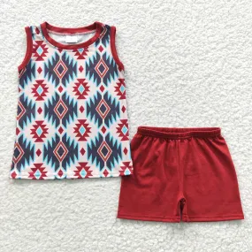 boys geometric tank tops shorts sets BSSO0215