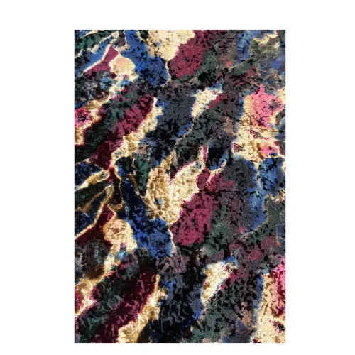 Burgundy Multicolor Acid Tie Dye Stretch Velvet Fabric