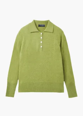 Cashmere classic polo sweater, green