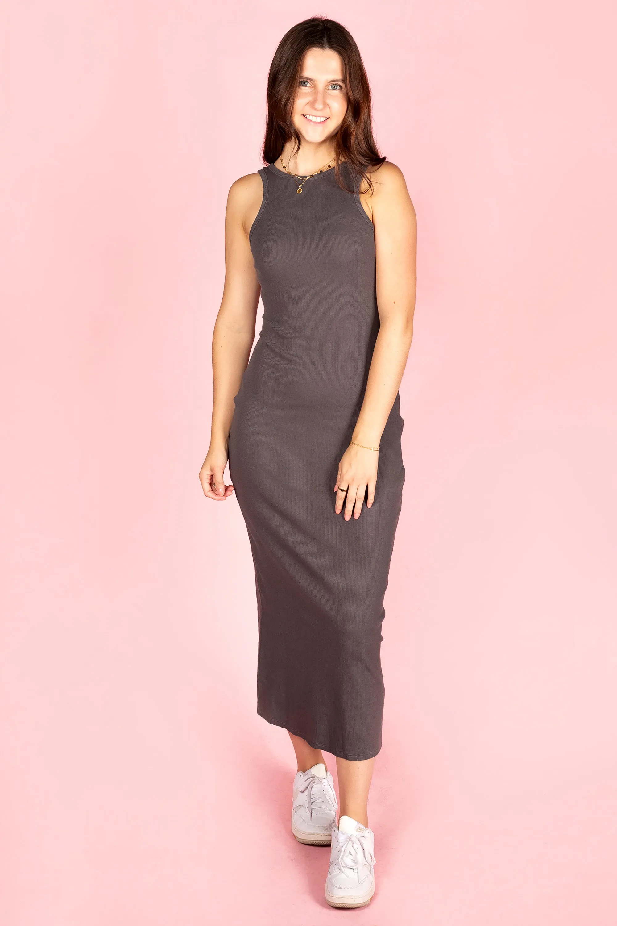 Charcoal Ribbed Maxi Dress - FINAL SALE