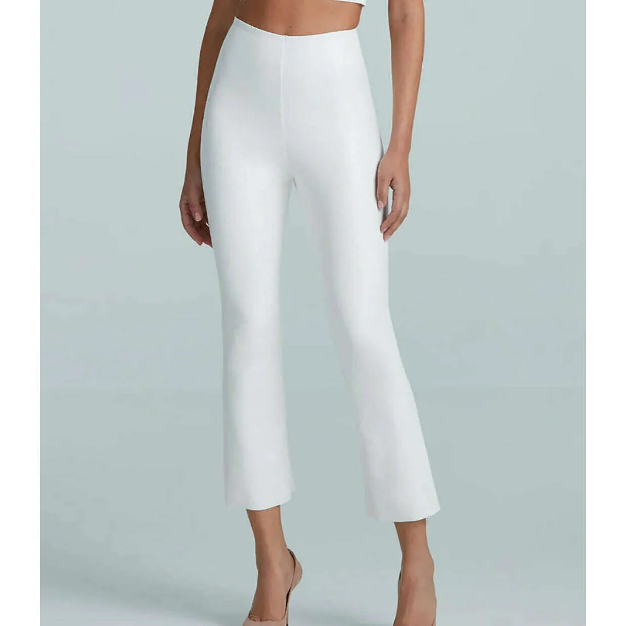 COMMANDO - CROPPED Faux Leather Flare Pant - White