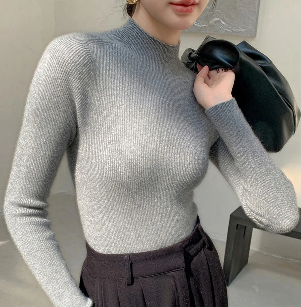 Cozy Seamless Turtleneck Thick Alashan Cashmere Sweater