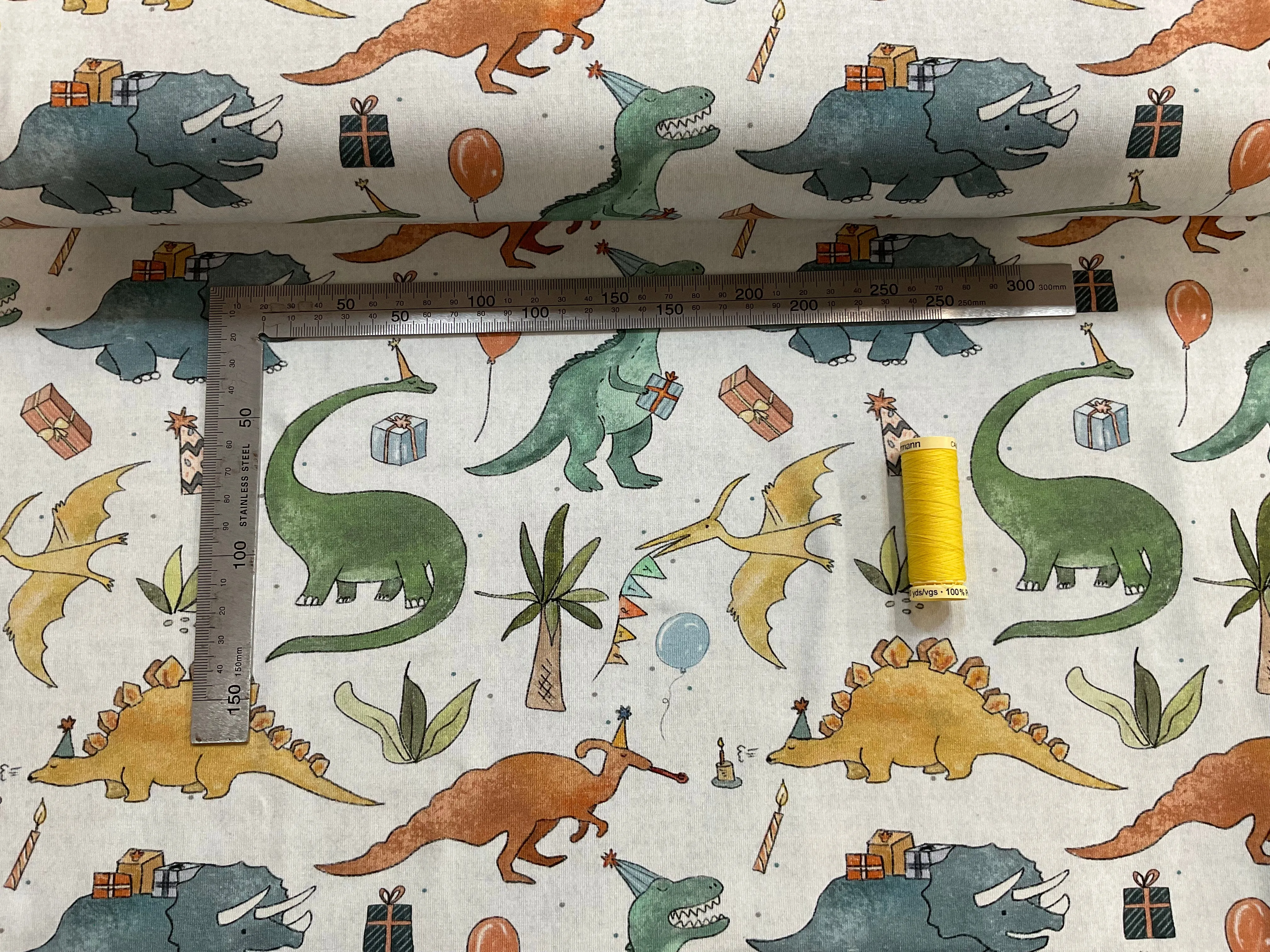 Dinosaur Party Cotton Jersey Fabric