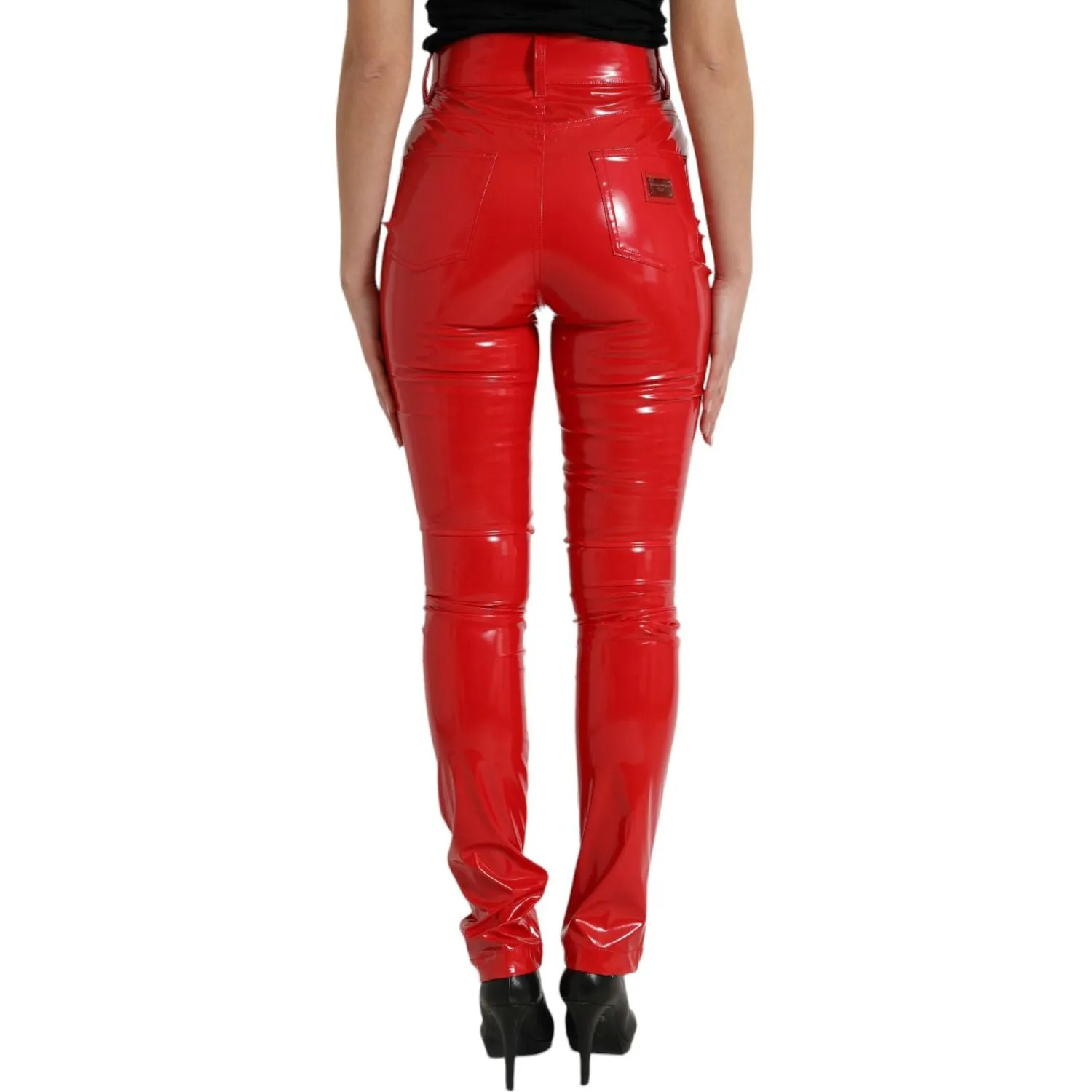 Dolce & Gabbana High Waist Red Skinny Pants - Sleek and Chic