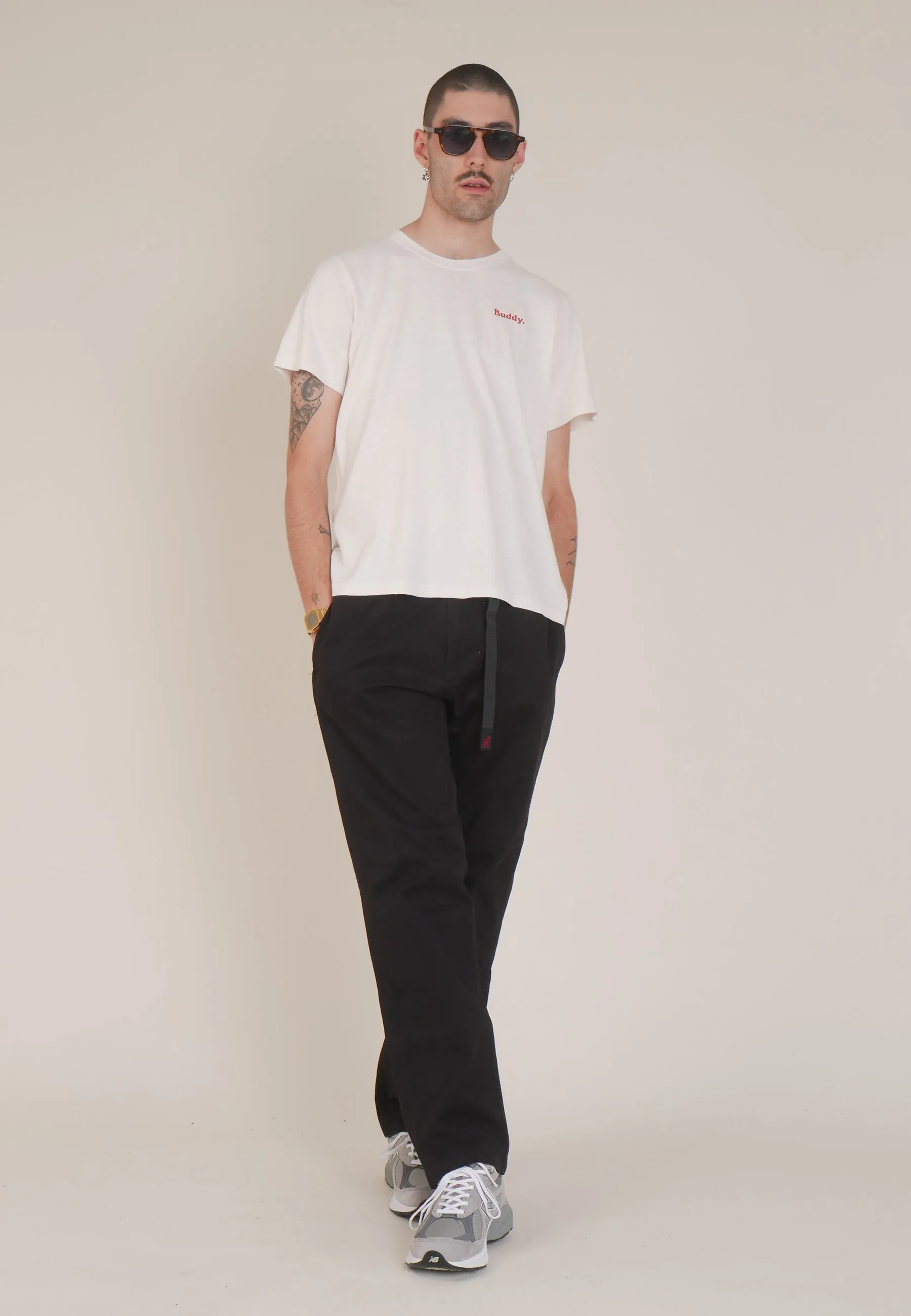 Embroidered Classic Hemp T-Shirt - white/red