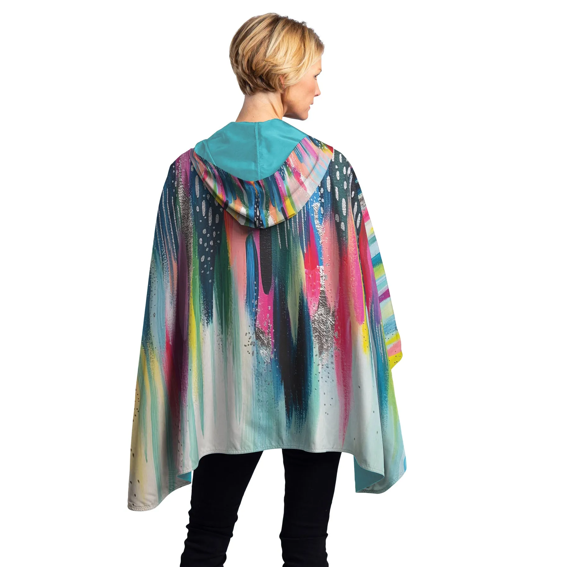 EttaVee Brush Strokes 103 Womens Rain Cape - Rainproof Breathable Rain Poncho