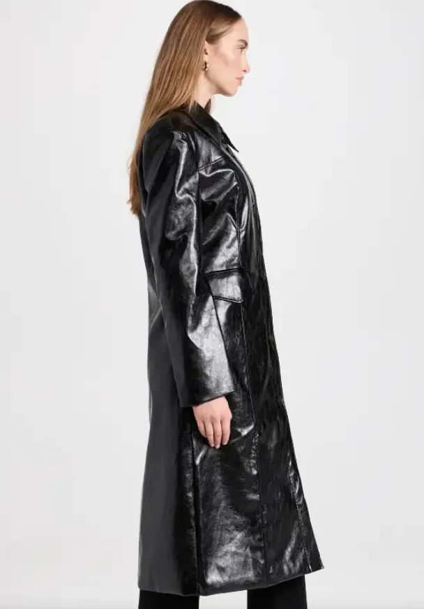 Faux Leather Trench