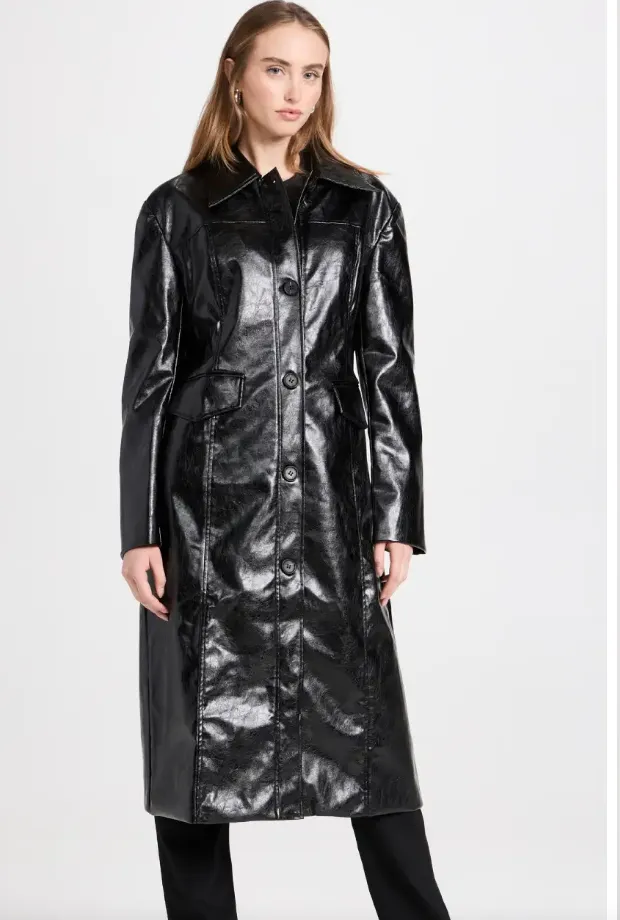 Faux Leather Trench