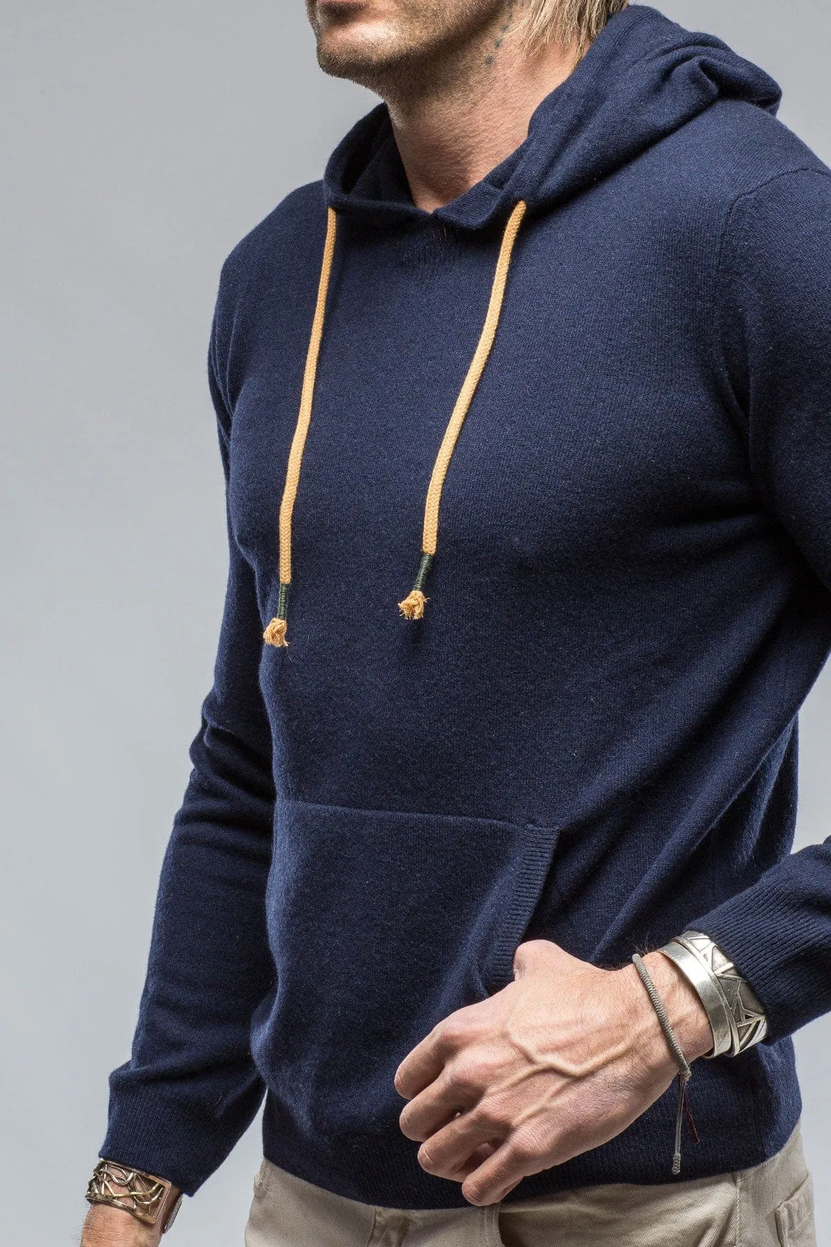 Florio Hooded Cashmere Sweater in Navy