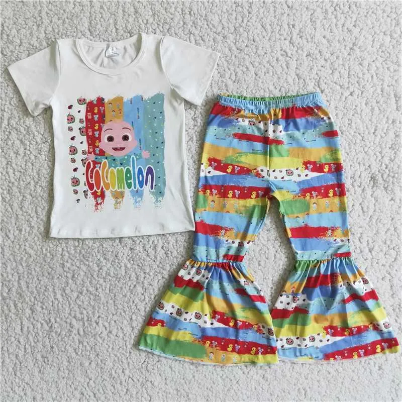 girls cartoon tops bottoms set D6-1