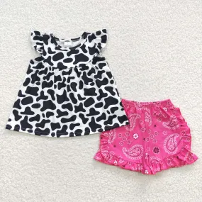 girls dairy cattle tops shorts sets GSSO0300