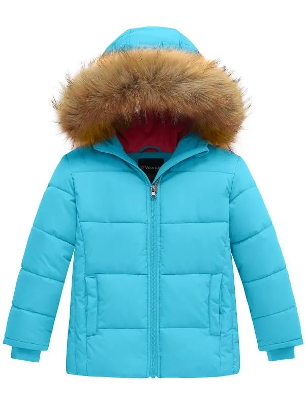 Girls' Outerwear Winter Jackets & Coats Warm with Fur Hood