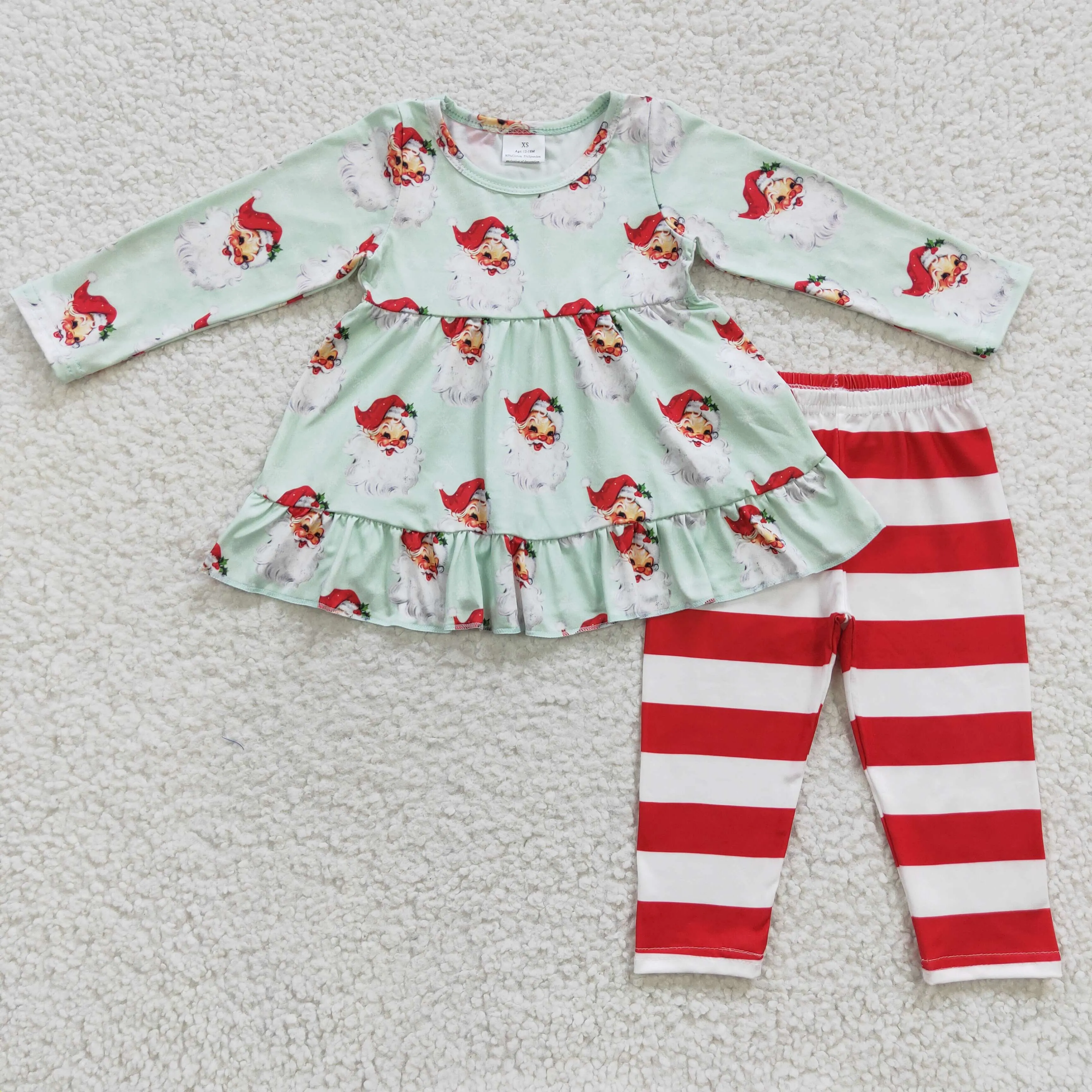 girls Santa Clause tops bottoms sets GLP0431