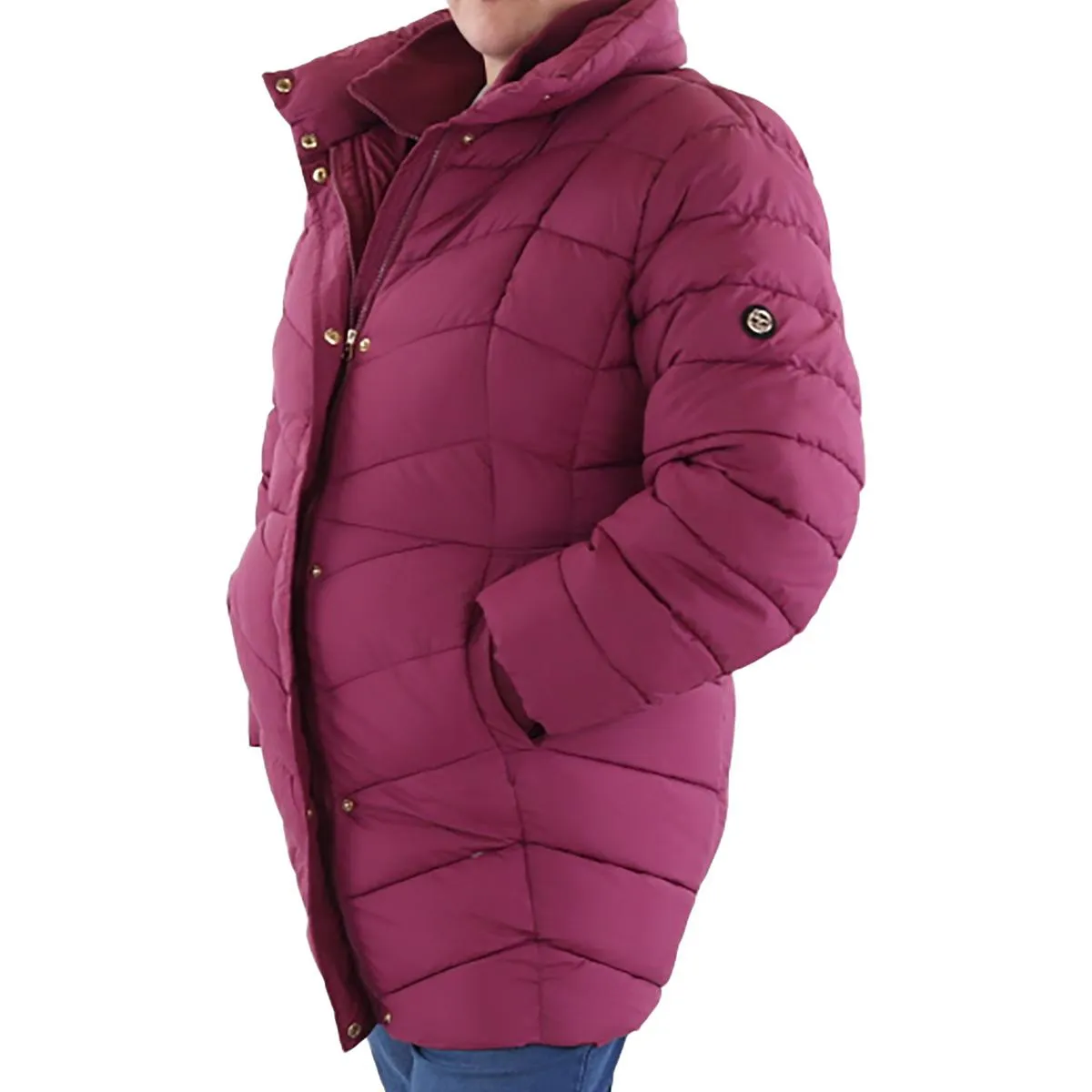 Jessica Simpson Womens Plus Insulated Long Sleeve Puffer Jacket