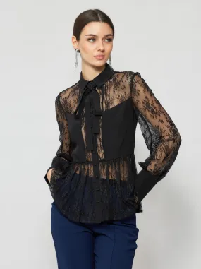 Laelia Pleated Lace Blouse