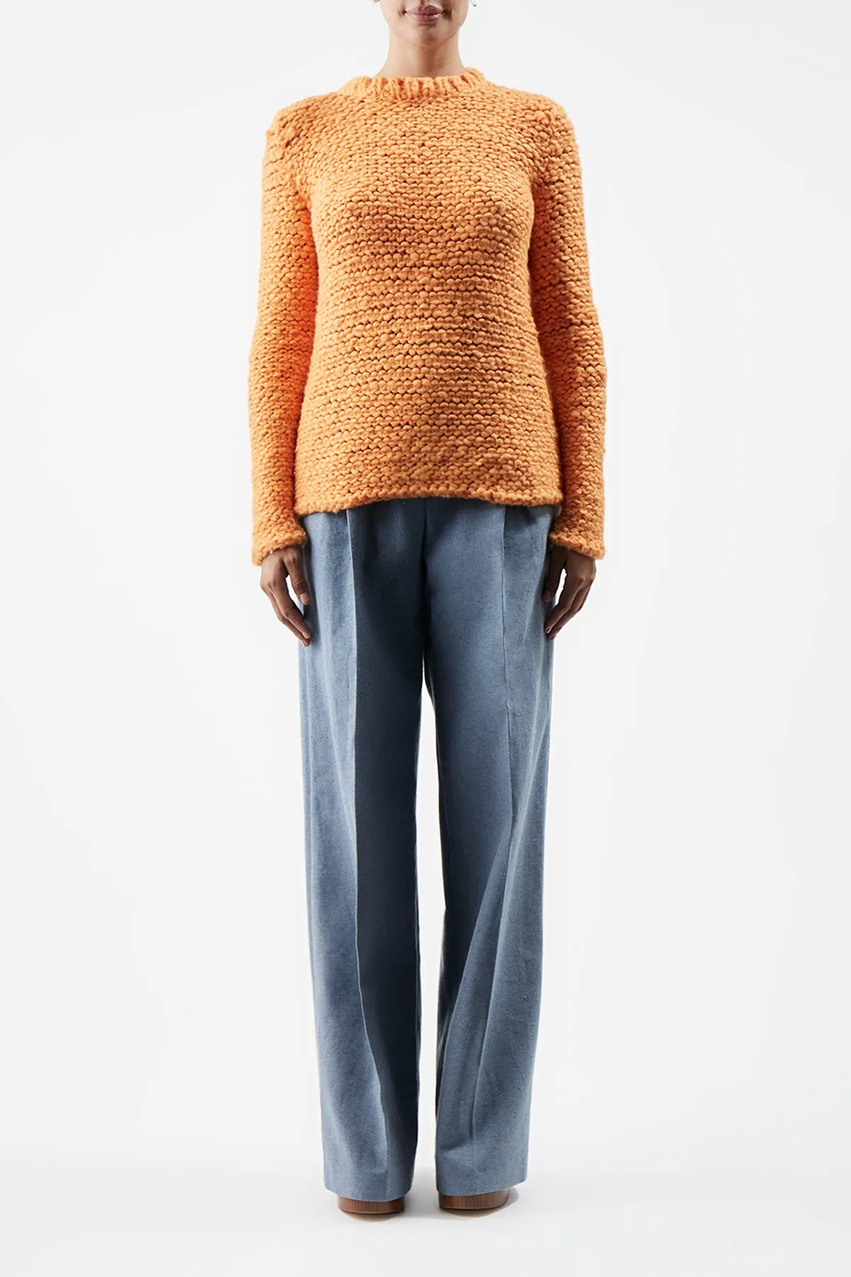 Larenzo Knit Sweater in Fluorescent Orange Welfat Cashmere