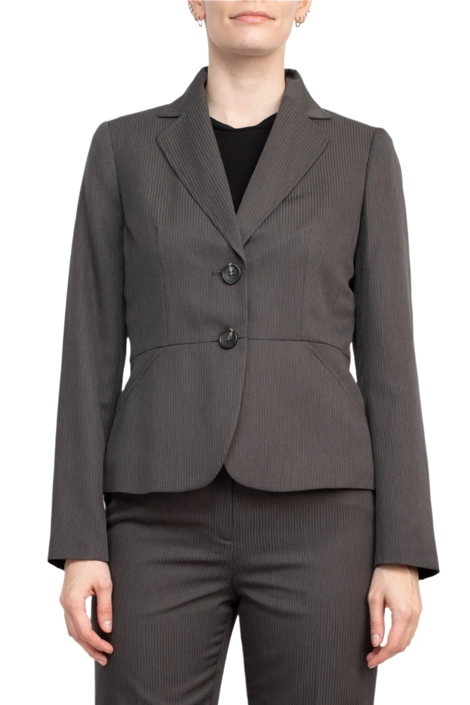 Le Suit Notched Collar Two Button Jacket with Button Hook Zipper Closure Pants (Two Piece Set)