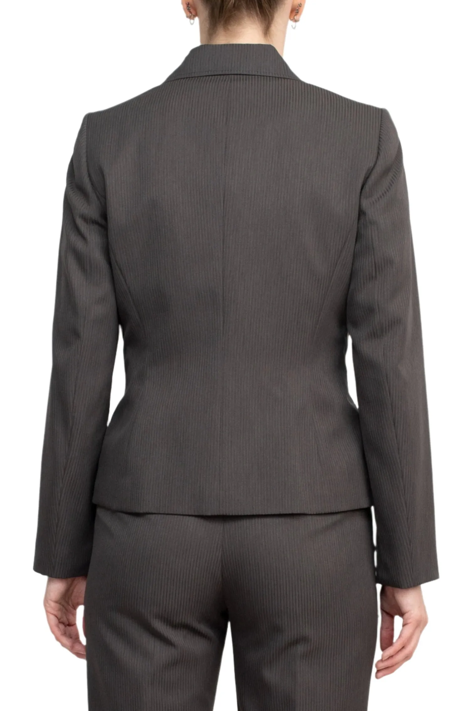 Le Suit Notched Collar Two Button Jacket with Button Hook Zipper Closure Pants (Two Piece Set)