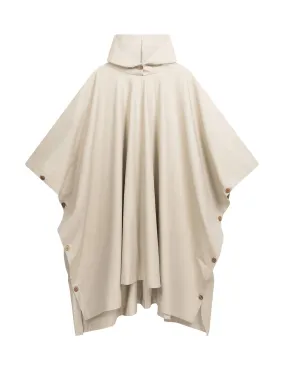 Long hooded rain cape in bone