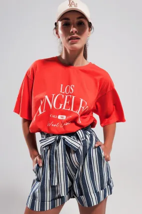 Los Angeles Slogan T Shirt in Red