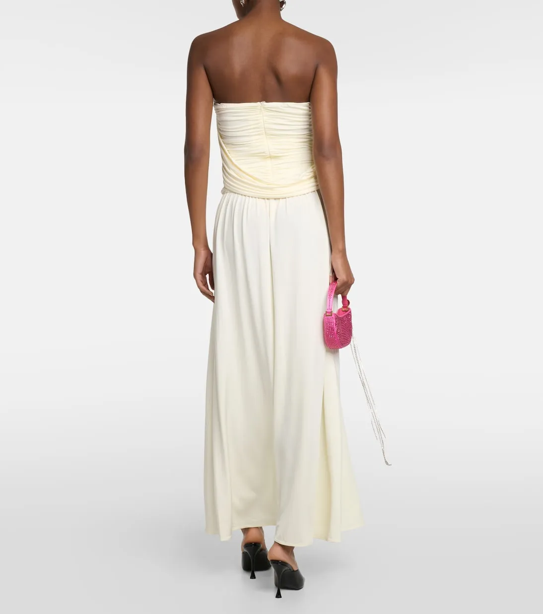 Magda Butrym Gathered Off Shoulder Maxi Dress, Neutral