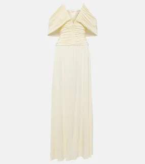 Magda Butrym Gathered Off Shoulder Maxi Dress, Neutral