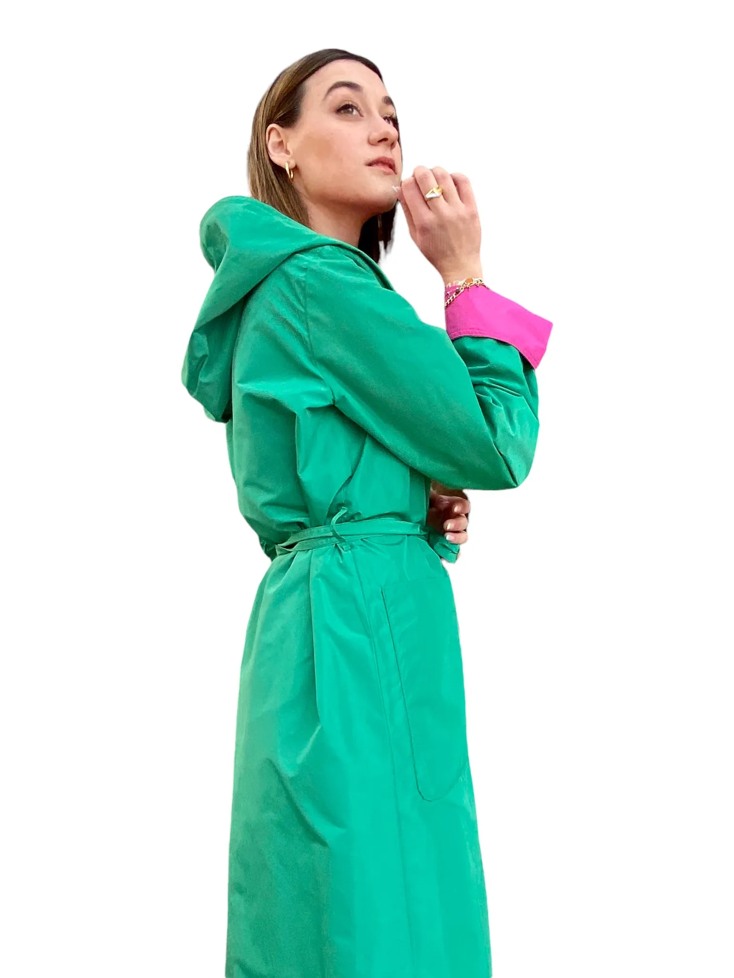 Maryley green fuchsia reversible trench