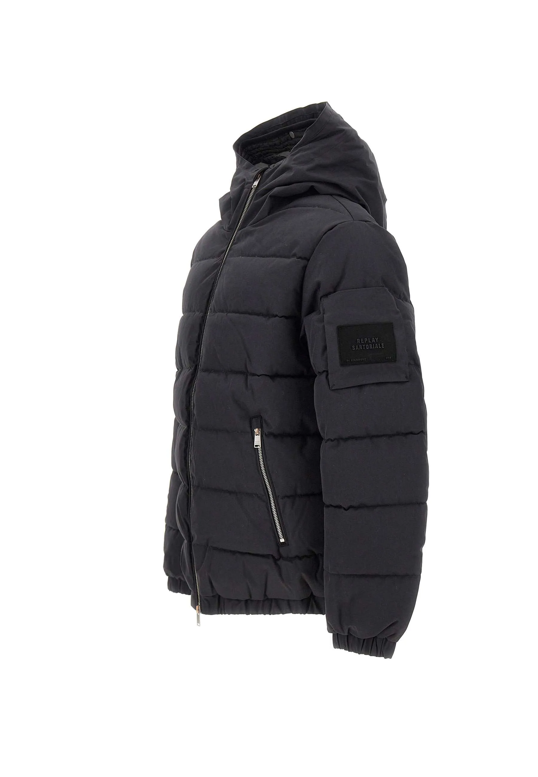 Men's Black Down Jacket with Double Hood