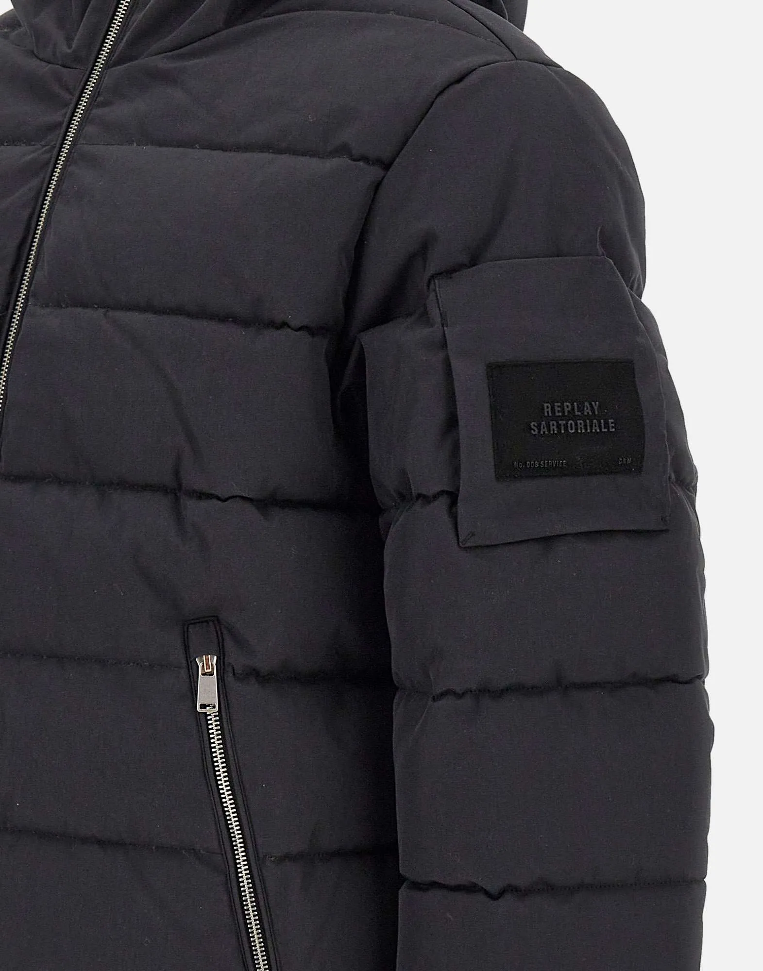 Men's Black Down Jacket with Double Hood