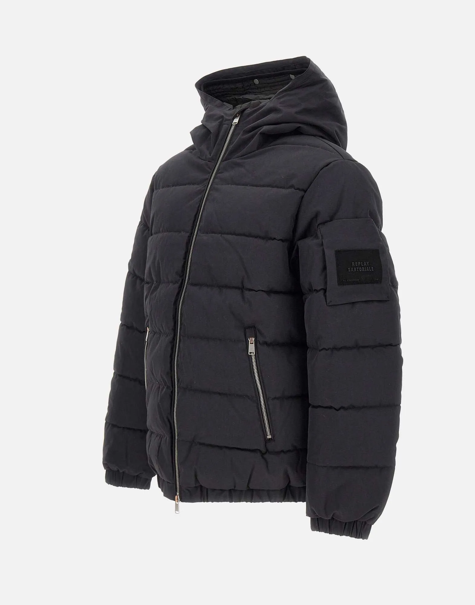 Men's Black Down Jacket with Double Hood