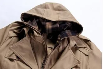 Mens Removable Hooded Trench Jacket