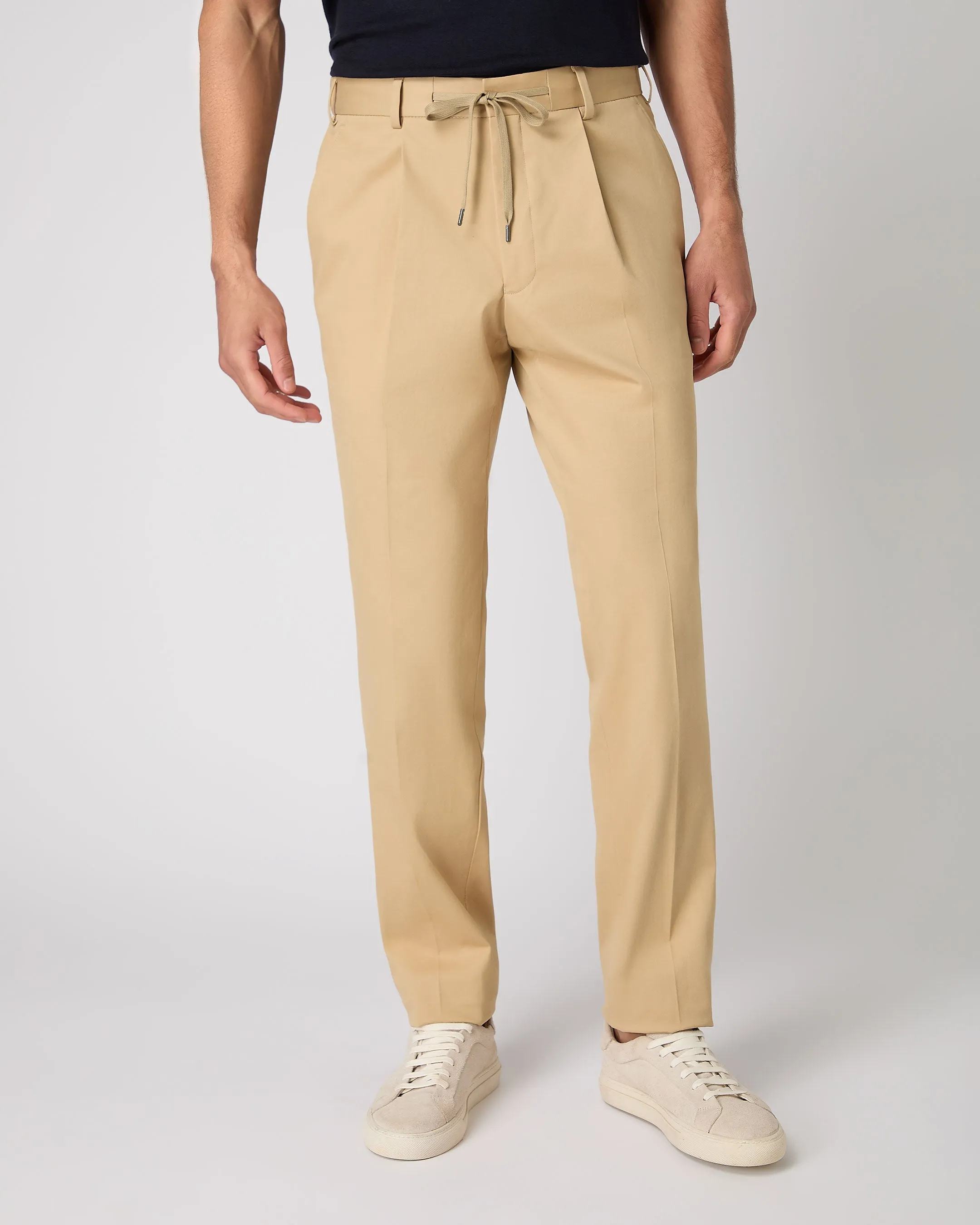 Men's Sorrento Cotton Cashmere Drawstring Trouser Sand Brown