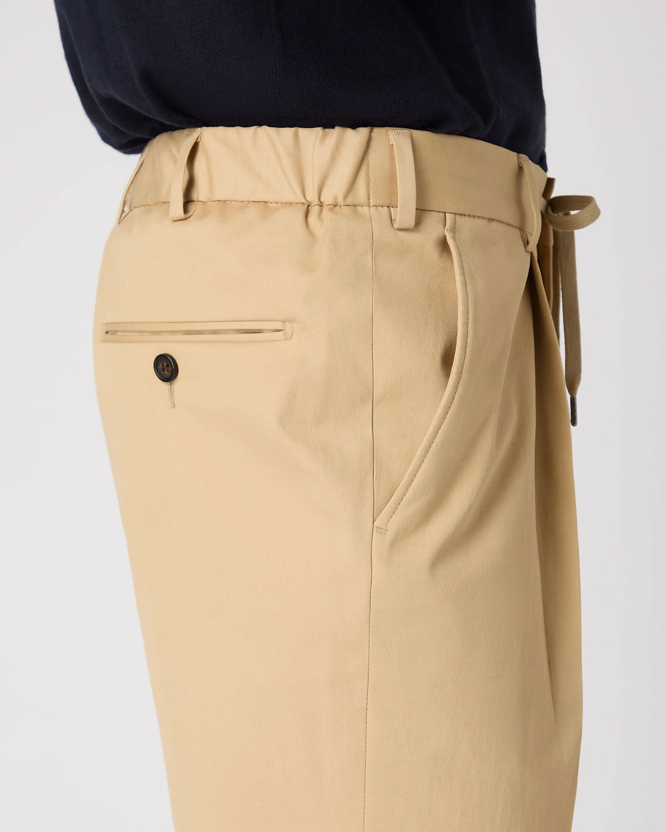 Men's Sorrento Cotton Cashmere Drawstring Trouser Sand Brown