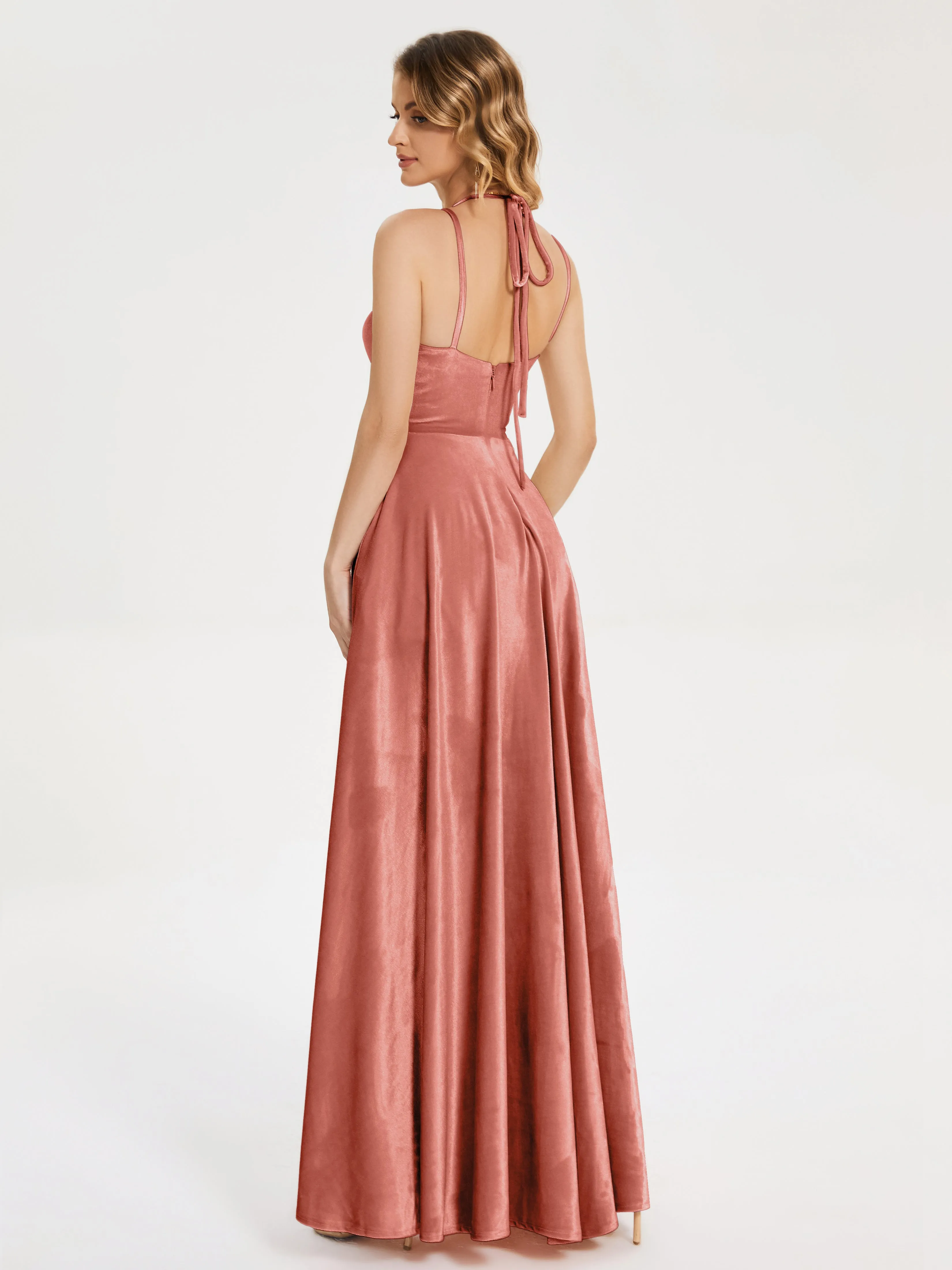 Modest Split Velvet Prom Dresses