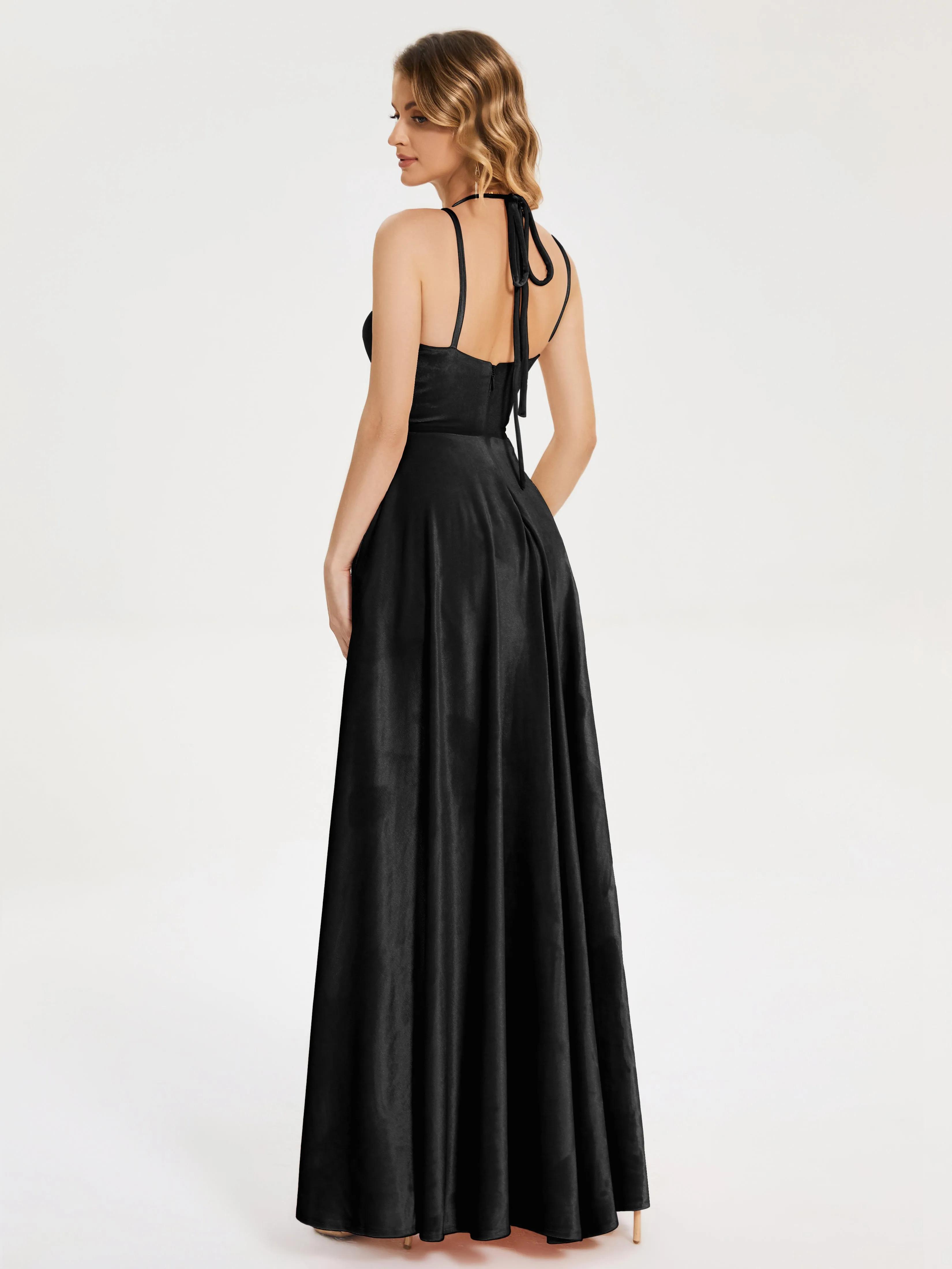 Modest Split Velvet Prom Dresses