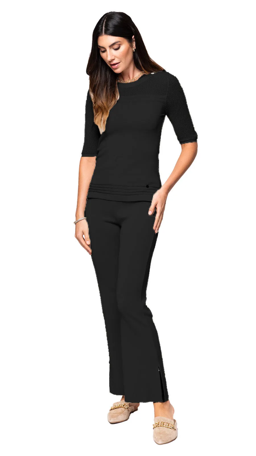 Morgan Fit-and-Flare Sleek Pants - Black