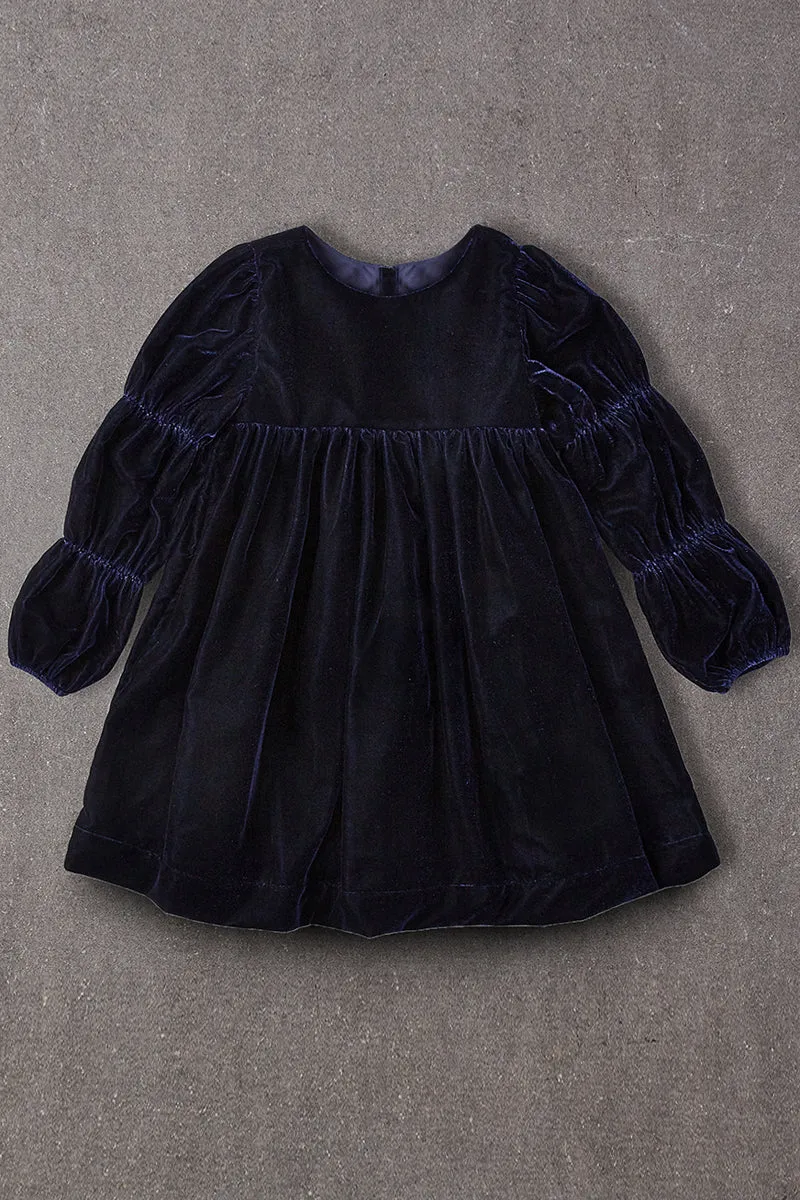 Nellystella Ottilie Girls Dress - Navy Velvet (Size 4 left)