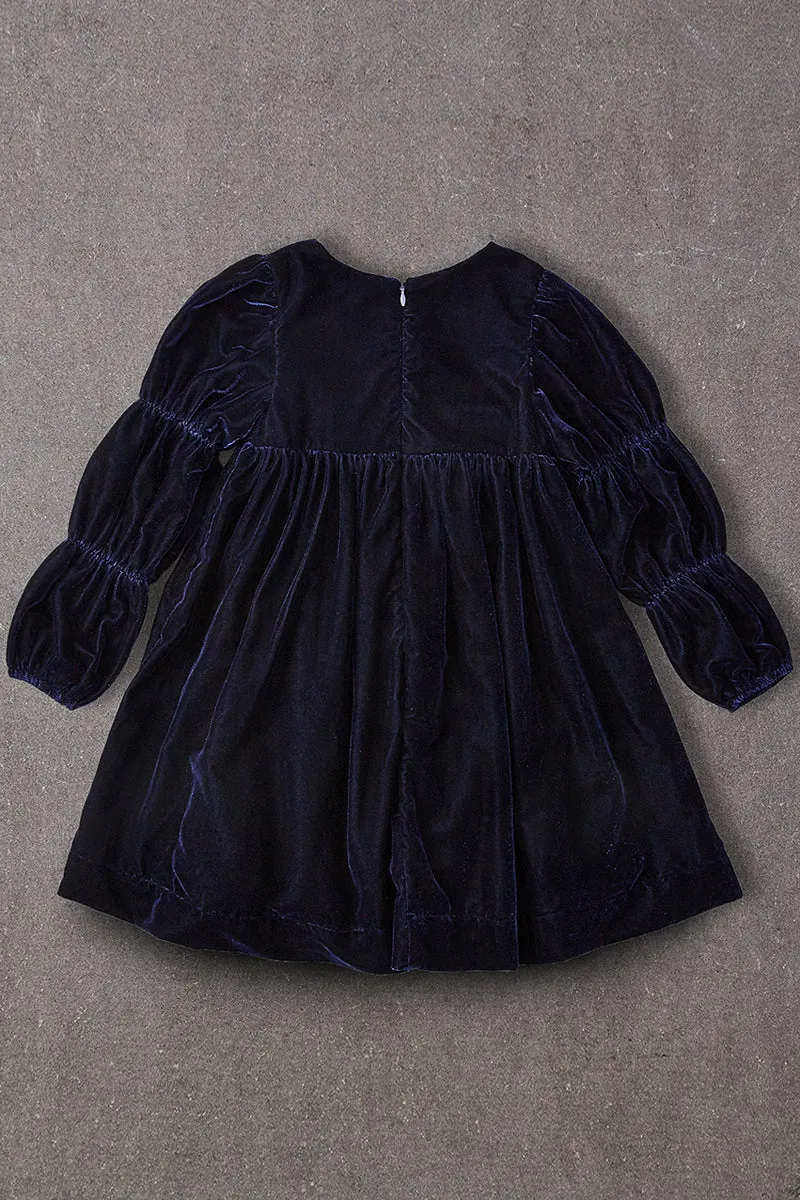 Nellystella Ottilie Girls Dress - Navy Velvet (Size 4 left)