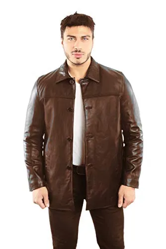 REED EST. 1950 Men's Jacket Genuine Lambskin Leather Four Button Car Coat - Imported