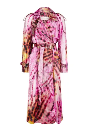 Risto Transparent Floral Print Trench Coat