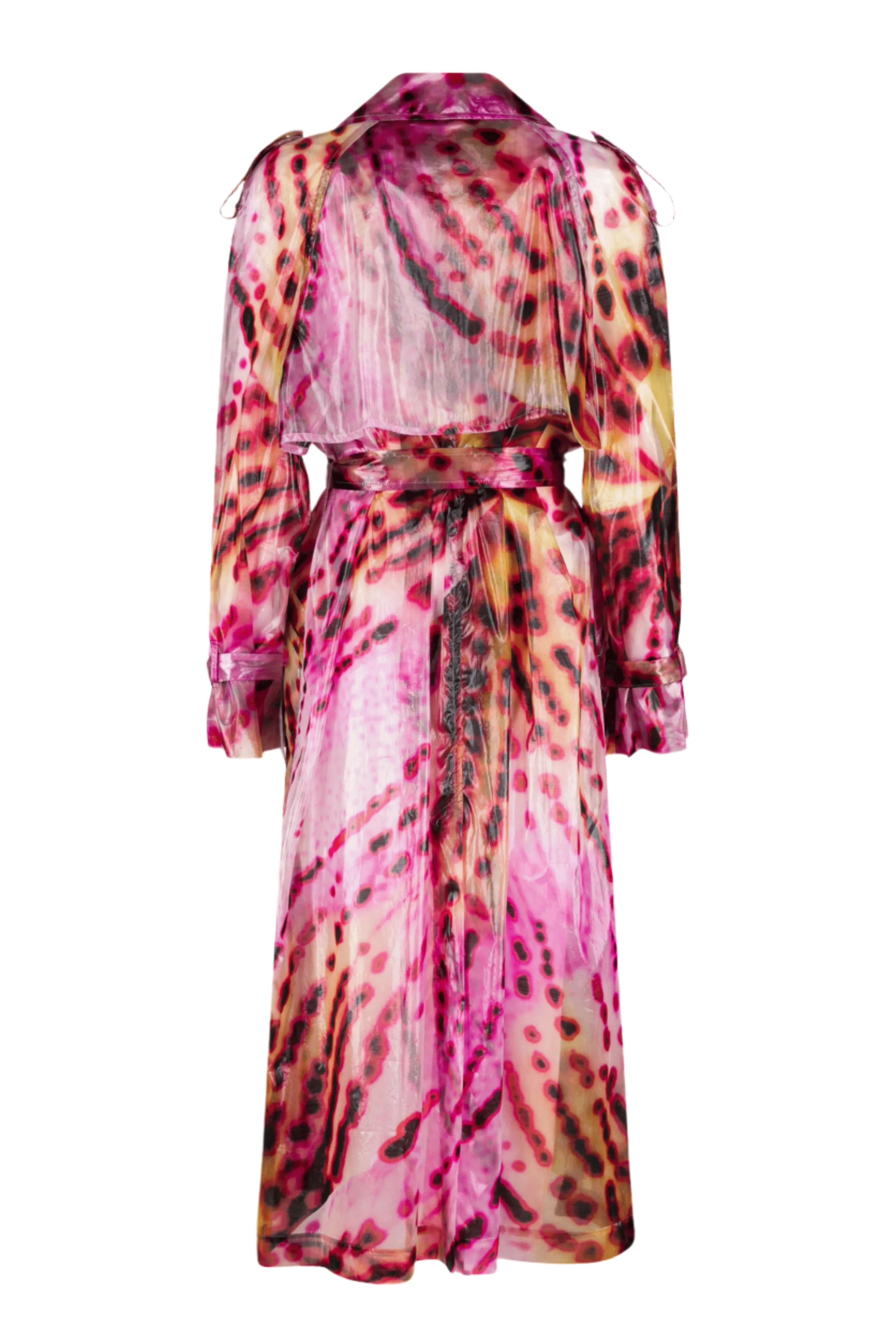 Risto Transparent Floral Print Trench Coat