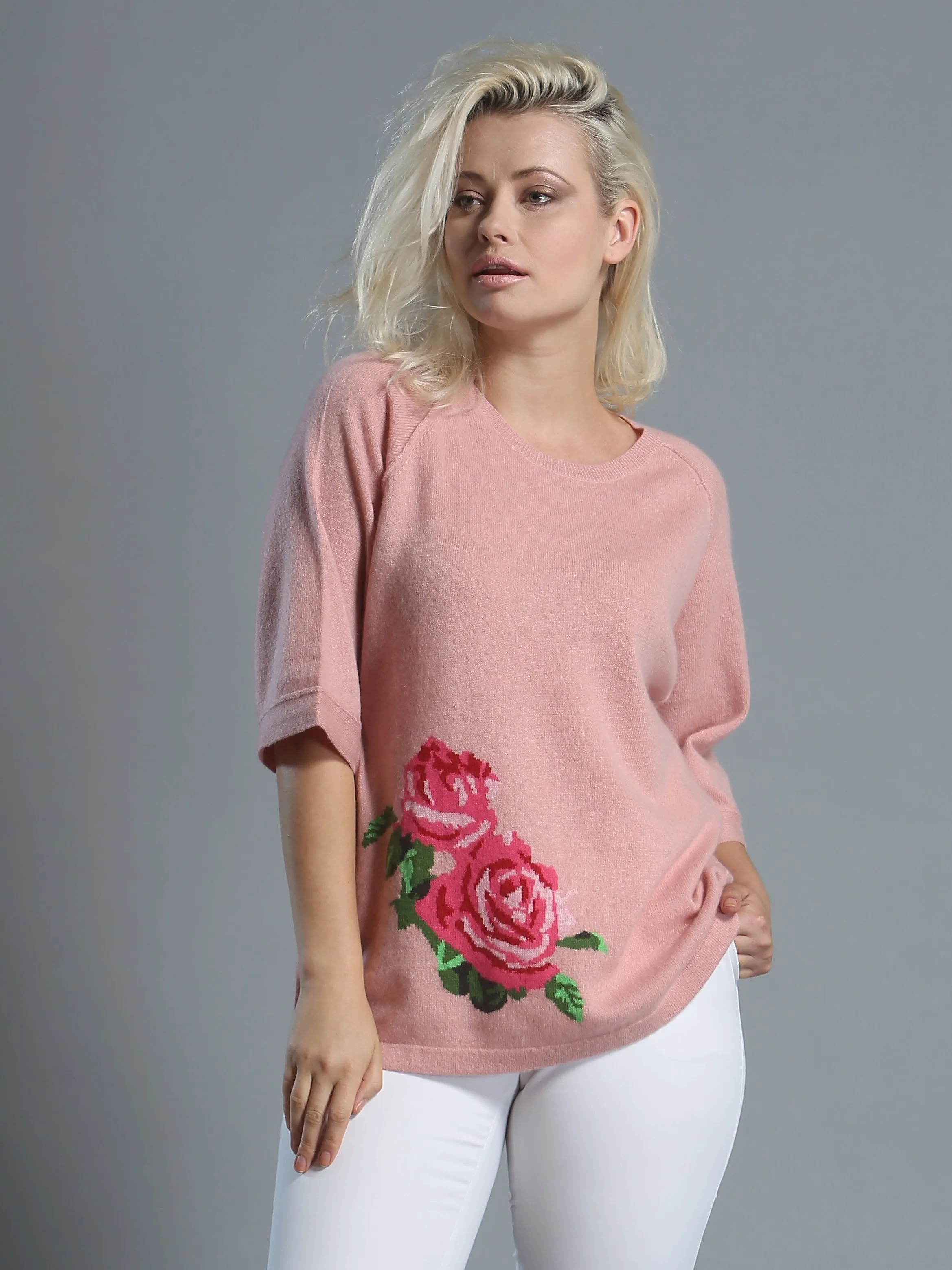 Rose Intarsia Pullover